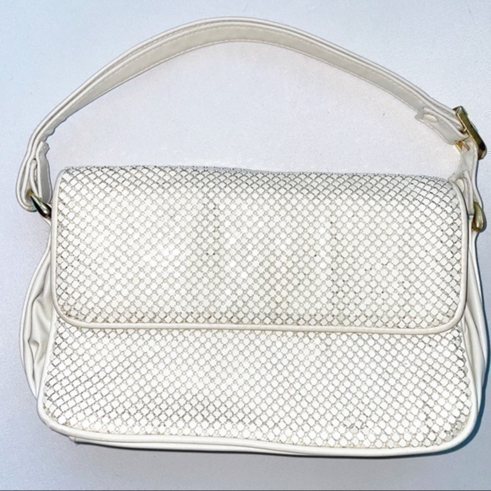 Whiting and Davis White Mesh Metal Evening Mini Bag